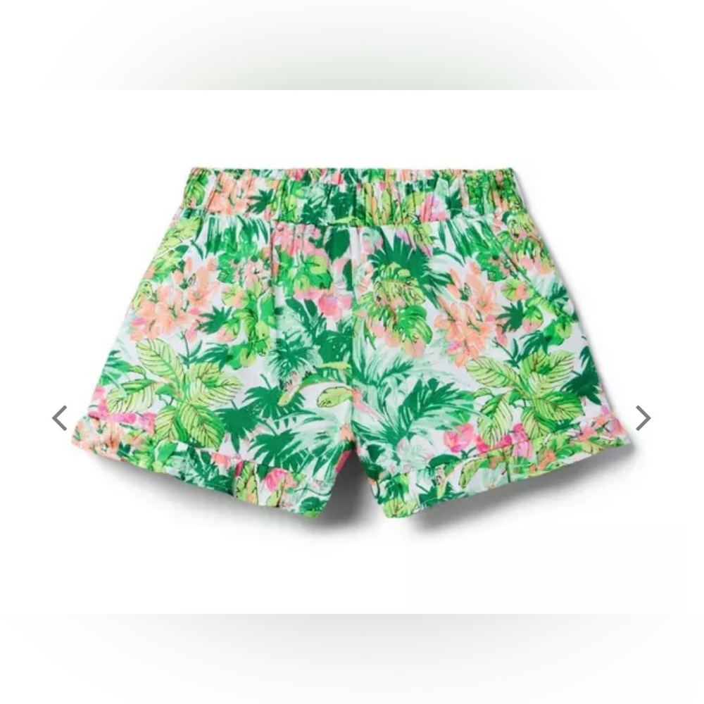 Janie And Jack Girls' Green Tropical Floral Ruffle Hem Shorts  NWT Size 16